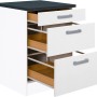 Optifit Unterschrank Salo214, 60 cm, mit 3 Auszügen, weiß und anthrazitfarbener Arbeitsplatte.