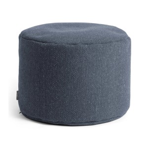 Blauer mokebo Pouf Hocker/Sitzhocker aus Recyclingstoff, runde Form.