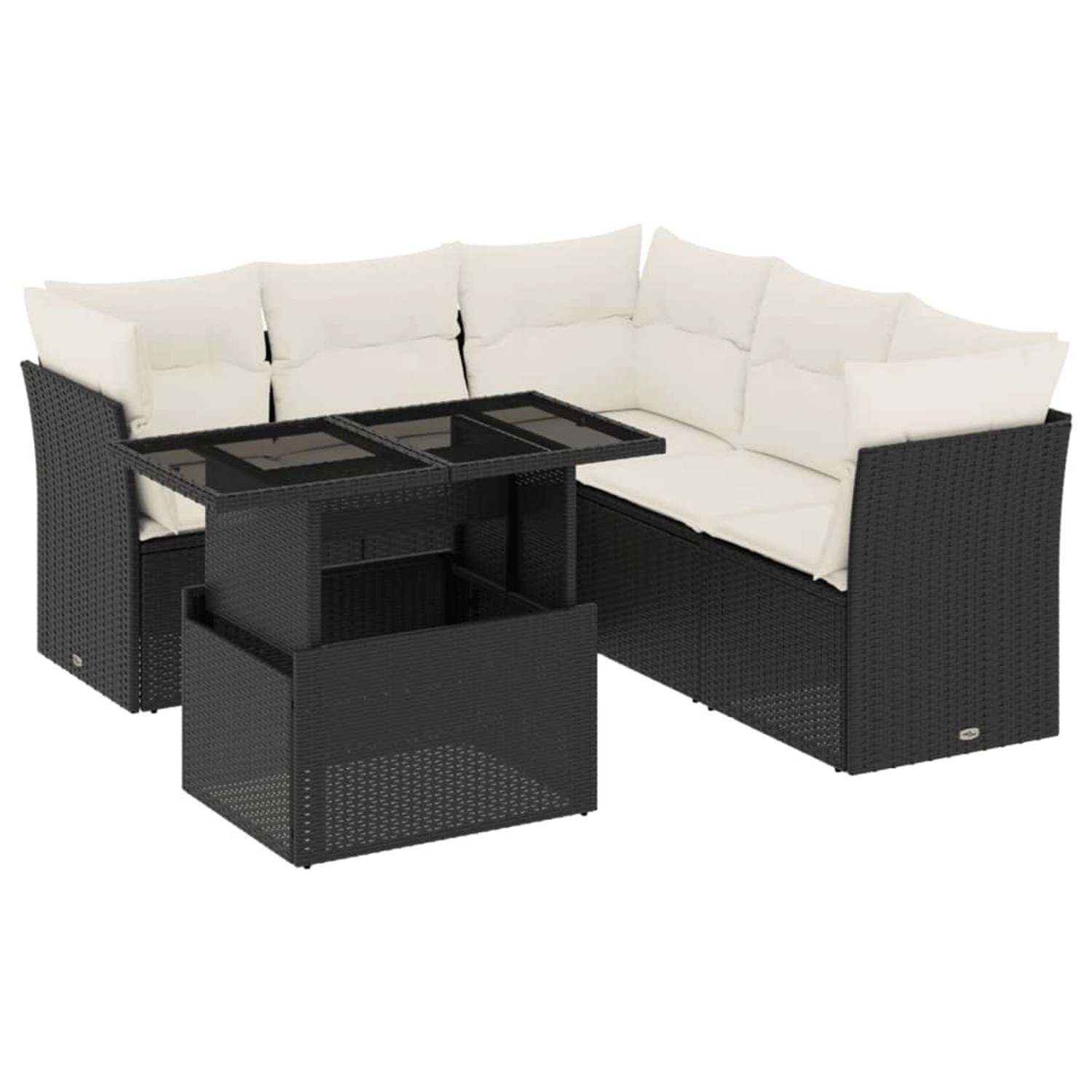 vidaXL 6-Tlg Garten-Sofagarnitur mit Kissen Schwarz Poly Rattan 3266576 günstig online kaufen
