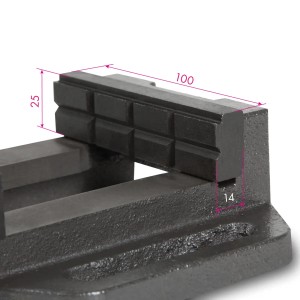 EBERTH Maschinenschraubstock, Backenbreite 100mm, Detailaufnahme der Spannbacken.