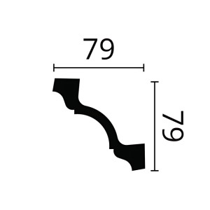Abbildung der NOEL & MARQUET NMC Z19 ARSTYL Eckleiste (7,9x7,9cm) mit Maßangaben.