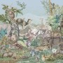 Komar Vlies Fototapete Creative Zoo mit Illustrationen von Tieren im Dschungel.