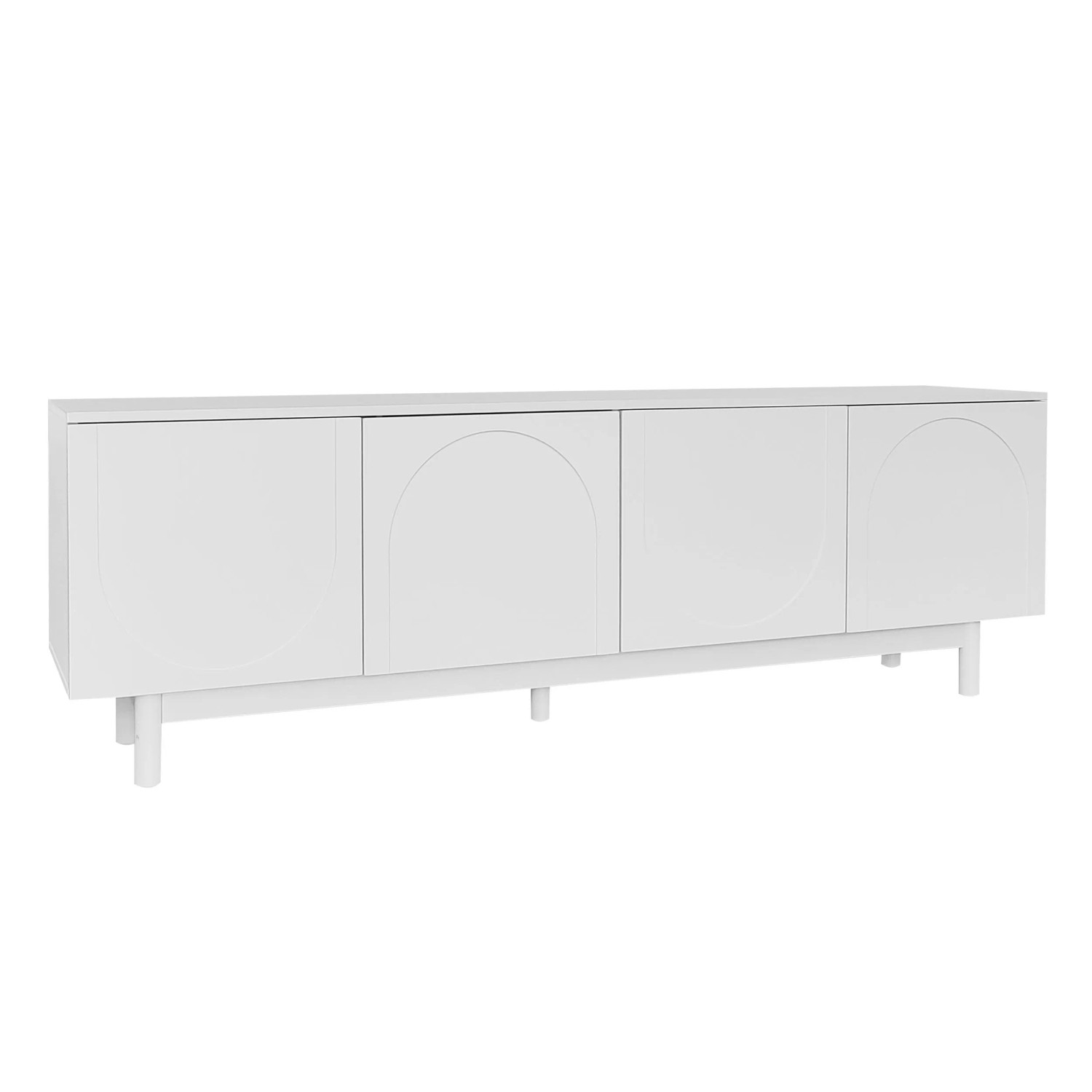 okwish TV Schrank mit Einlegeplatten Lowboard Luxusstil 175x38x56cm Weiß
