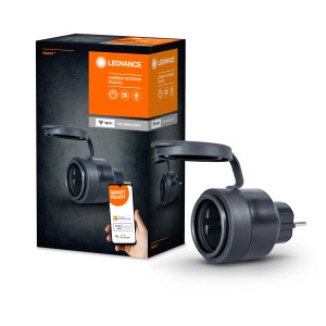 Ledvance Smart Home Außensteckdose, anthrazit, zur Steuerung von Geräten im Garten.