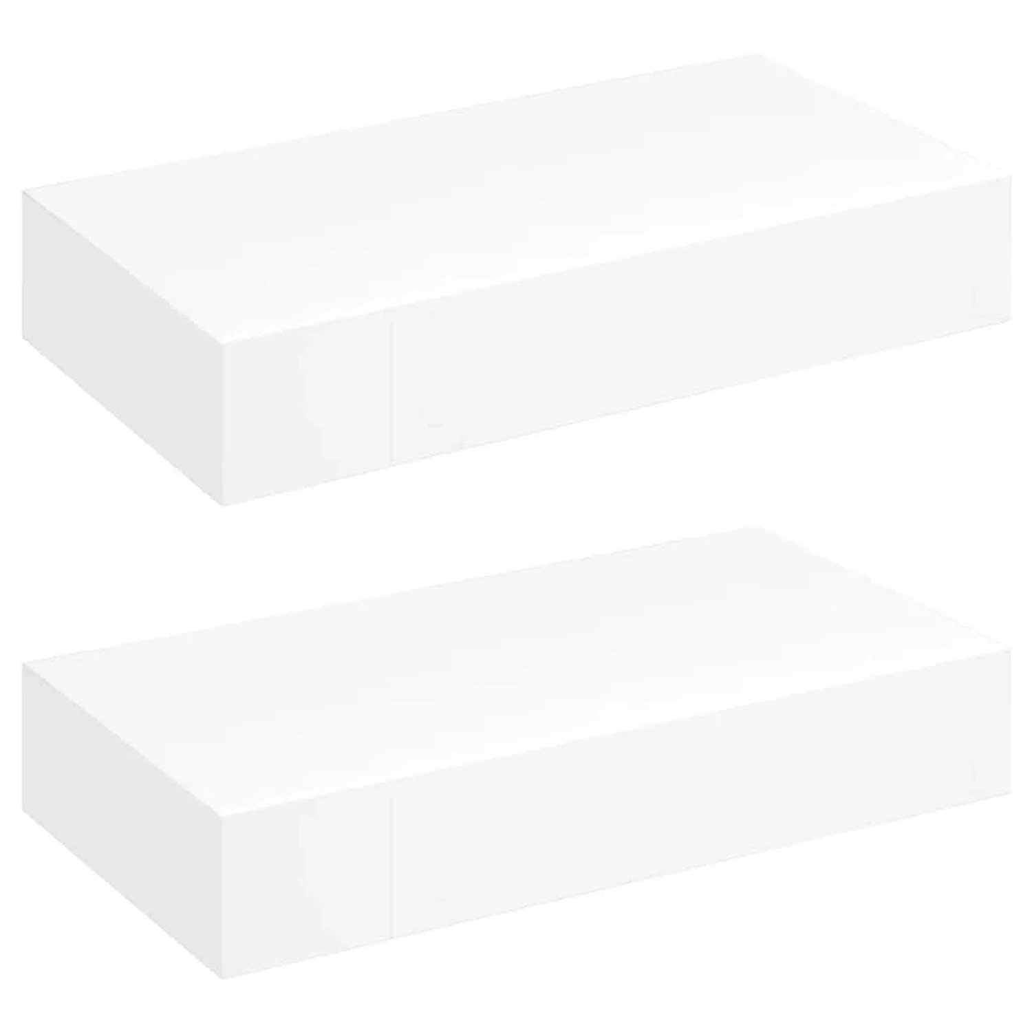 vidaXL Wandregal Hängeregal mit Schubladen 2 Stk Weiß 48 cm 276001