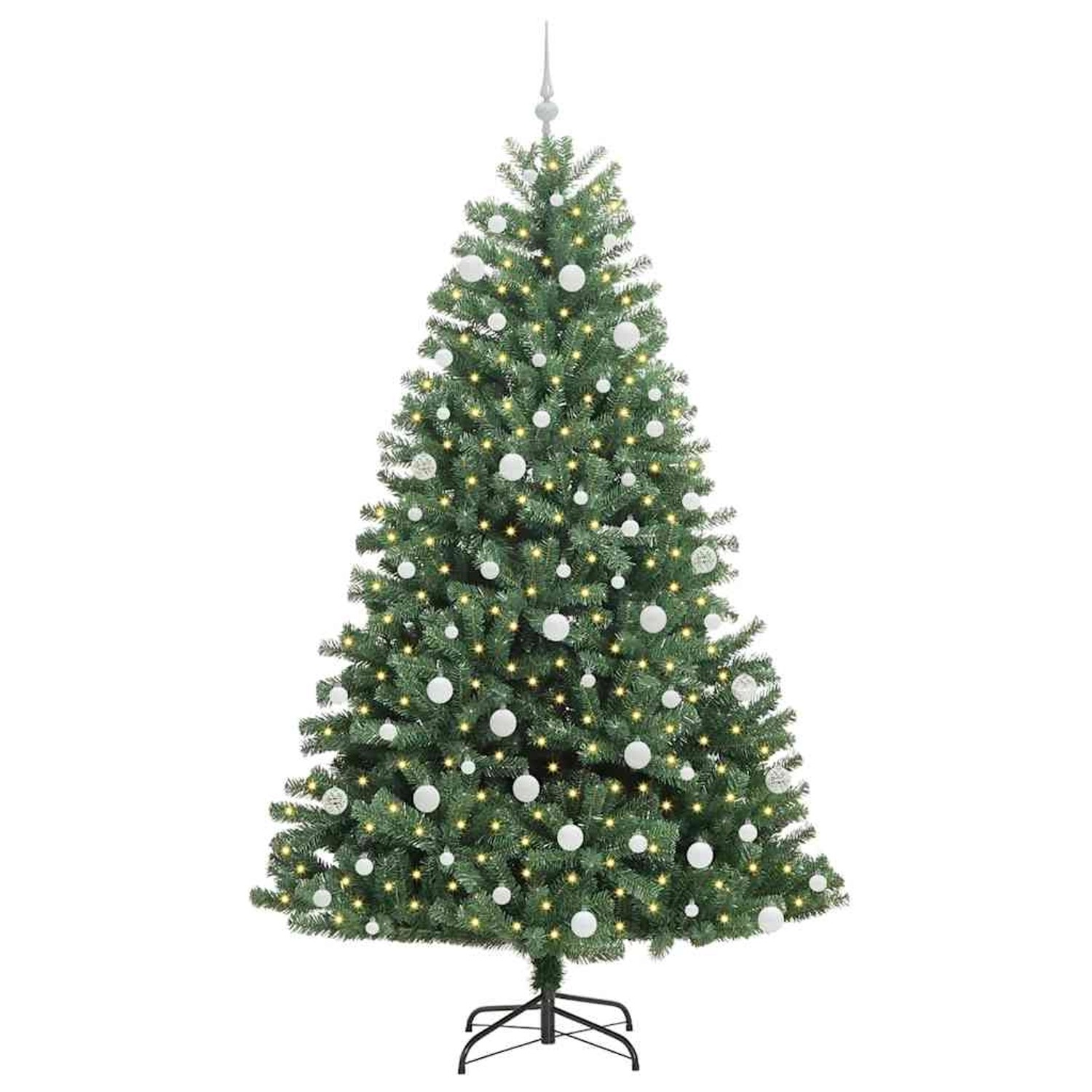 vidaXL Künstlicher Klappbarer Weihnachtsbaum mit 300 LEDs Grün 210 cm 3395499