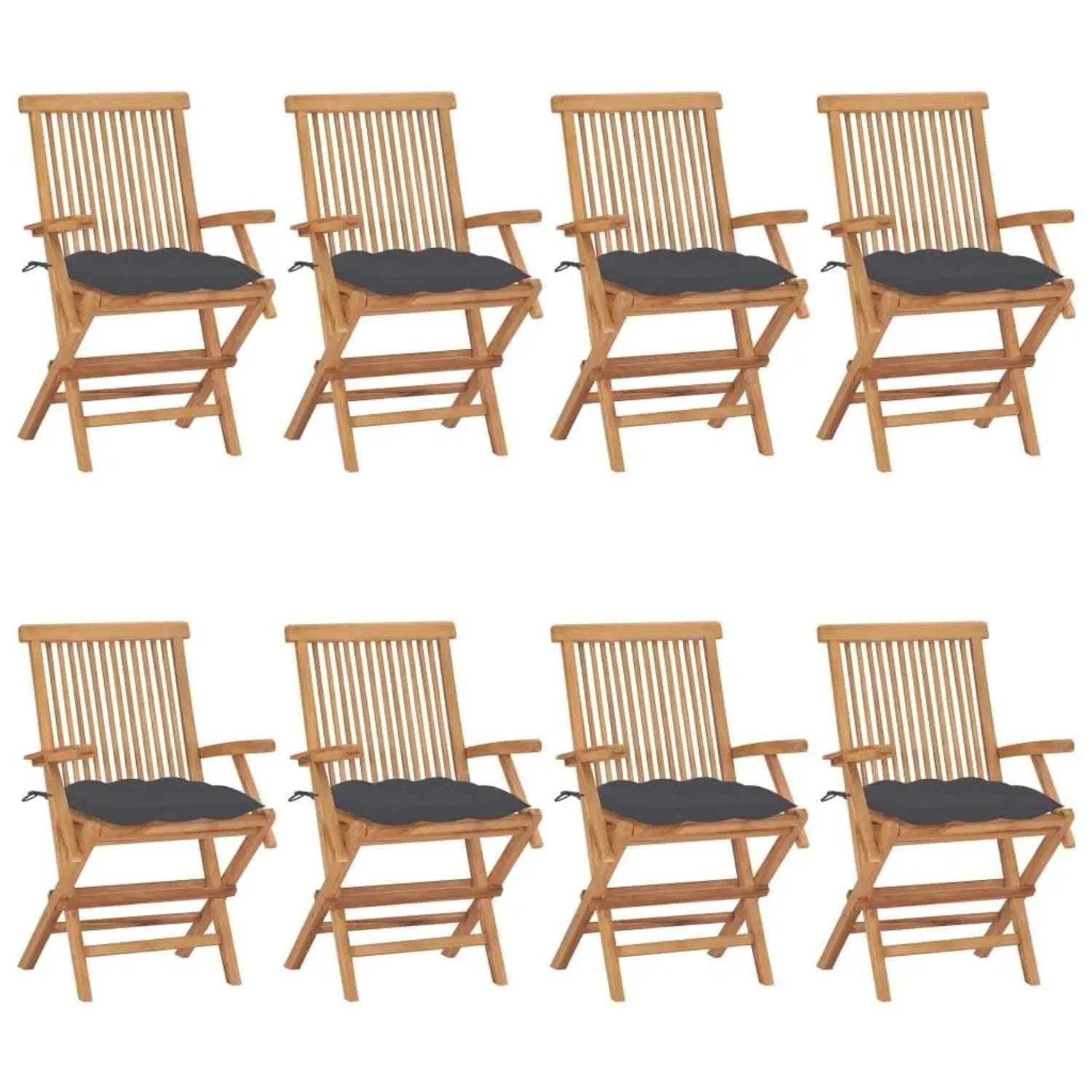 vidaXL Gartenstühle mit Anthrazit Kissen 8 Stk Massivholz Teak 3072904 günstig online kaufen