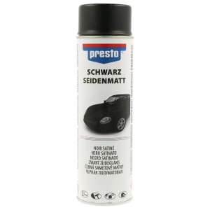 Presto Rallye Schwarz Seidenmatt Spraydose 500ml für Lackreparatur und Karosseriearbeiten.