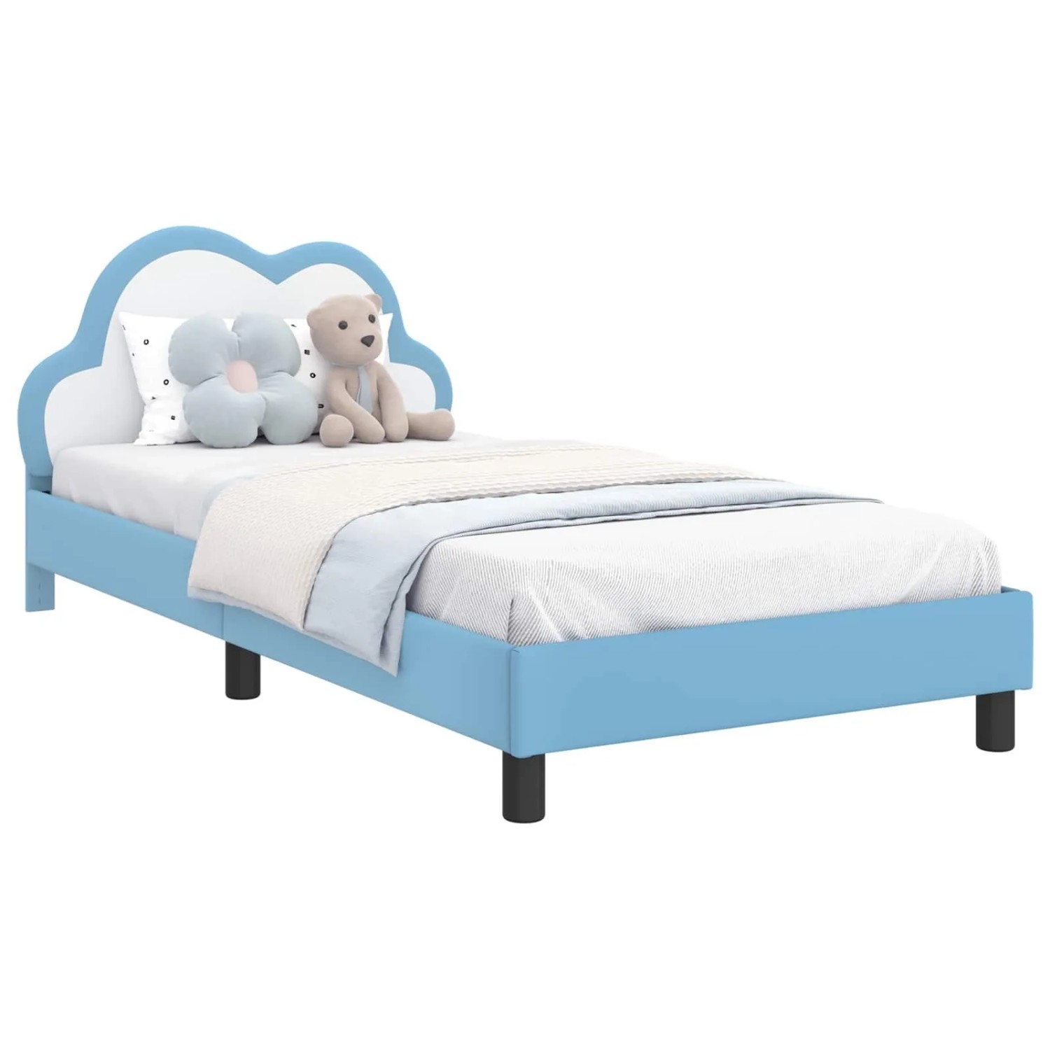 vidaXL Kinderbettgestell mit Kopfteil Blau 90 x 200 cm PU 42011186 günstig online kaufen