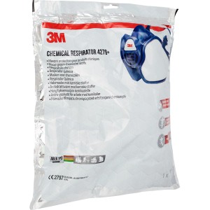 3M Maske 4279+ gegen chemische Stoffe, wartungsfreie Atemschutzmaske im Beutel.