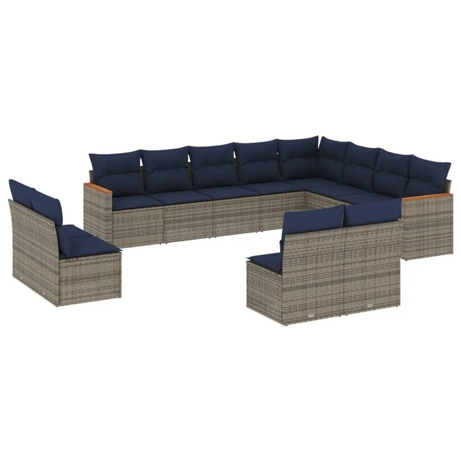 vidaXL 12-Tlg Gartensofa-Set mit Kissen Grau Polyrattan 3226474 günstig online kaufen
