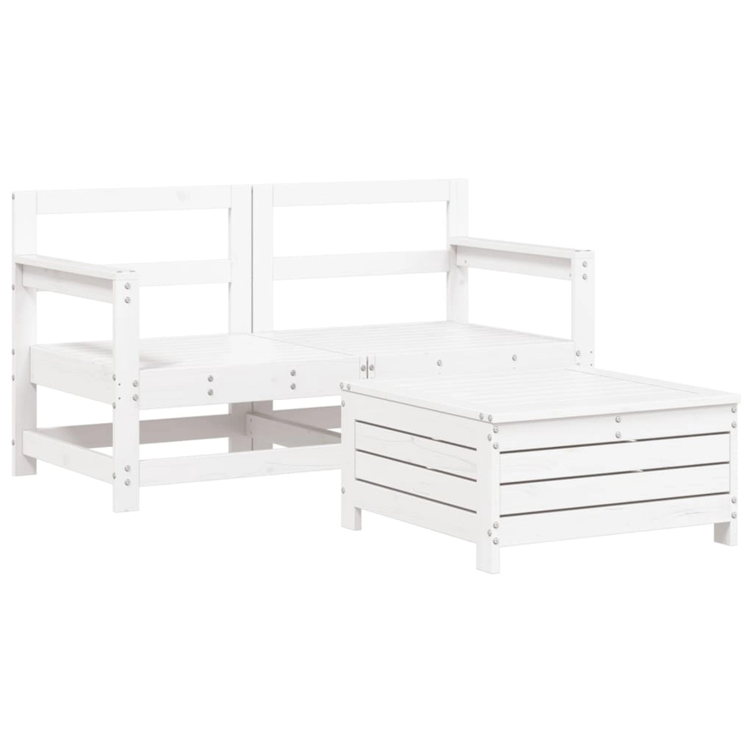 vidaXL 3-Tlg Garten-Sofagarnitur Weiß Massivholz Kiefer 3250761 günstig online kaufen