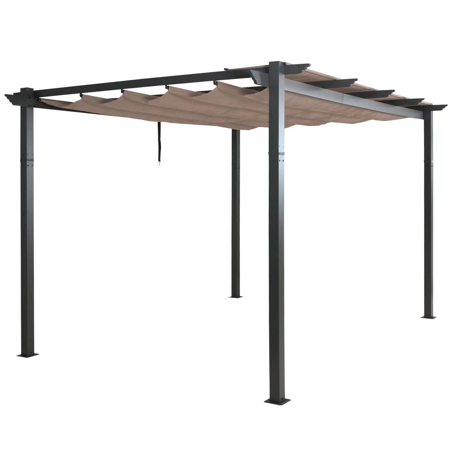 BERLINLODGE Aluminium Pergola Stabiles 8cm-Gestell Schiebedach UV50 Und BxT 4x3m Taupe Gartenpavillon Pavillon Garten
