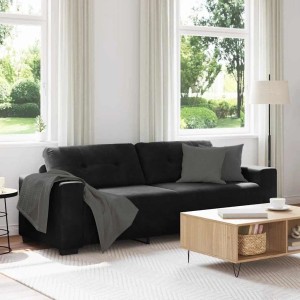 Schwarzes 3-Sitzer Sofa (180 cm) aus Samt von vidaXL. Gemütliches Sofa für Wohnzimmer.