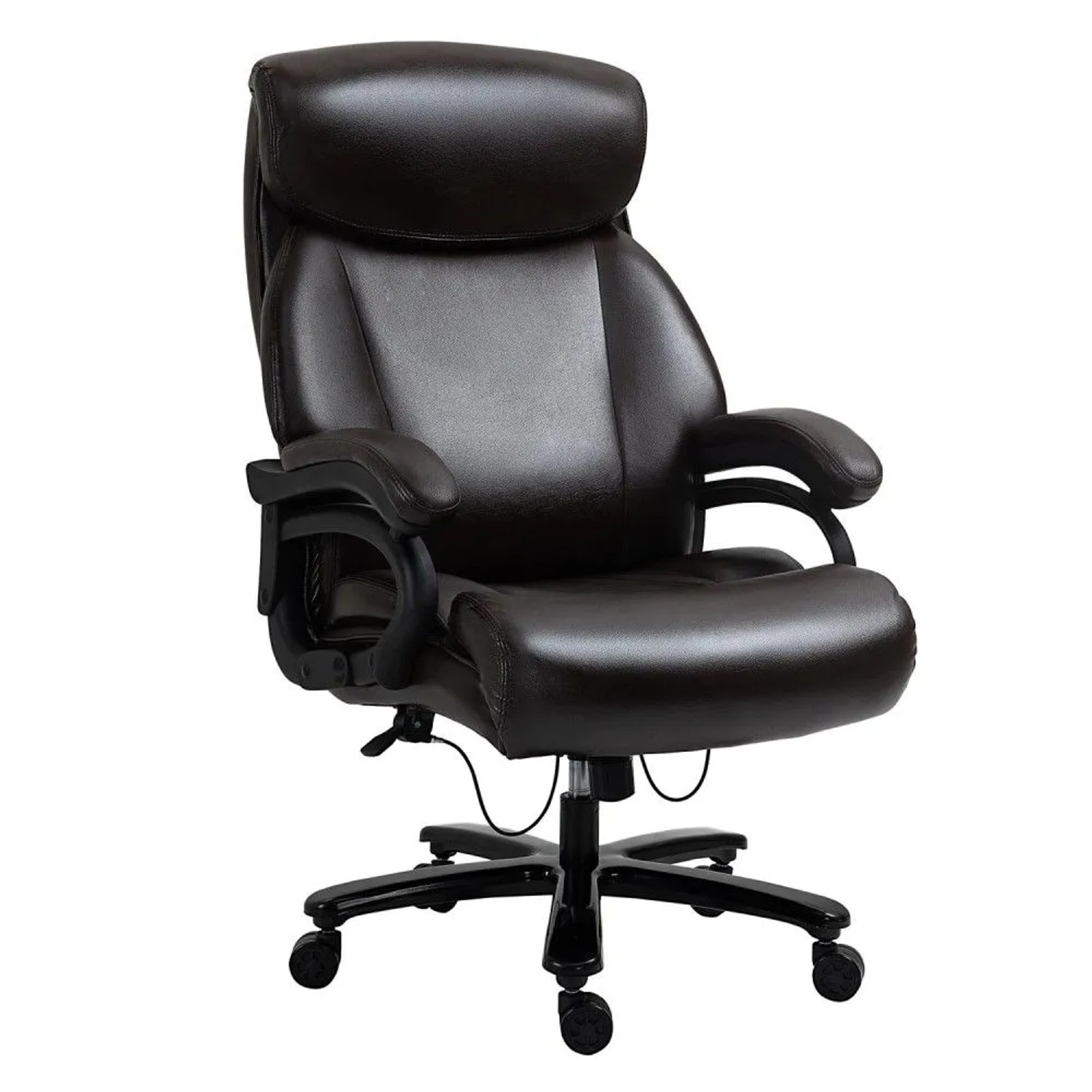 Vinsetto Bürostuhl PU-Leder Schaumstoff Metall Braun 72B x 83T x 114-122H cm