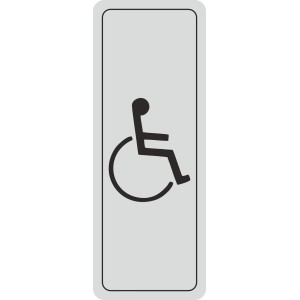 Türschild mit Behindertensymbol, 12x4,5cm, silbergrau, aus Hart-PVC.