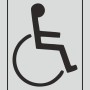 Türschild mit Behindertensymbol, 12x4,5cm, silbergrau, aus Hart-PVC.
