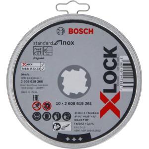 Bosch X-Lock Trennscheibe Standard for Inox, 115mm, 10er-Pack. Zubehör für Winkelschleifer.