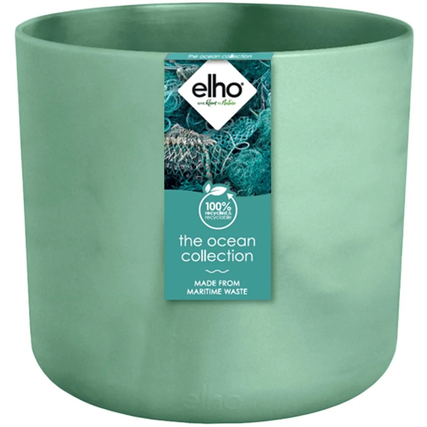 Elho Blumentopf Ocean Collection, Ø 22 cm, pazifikgrün, aus recyceltem Kunststoff.