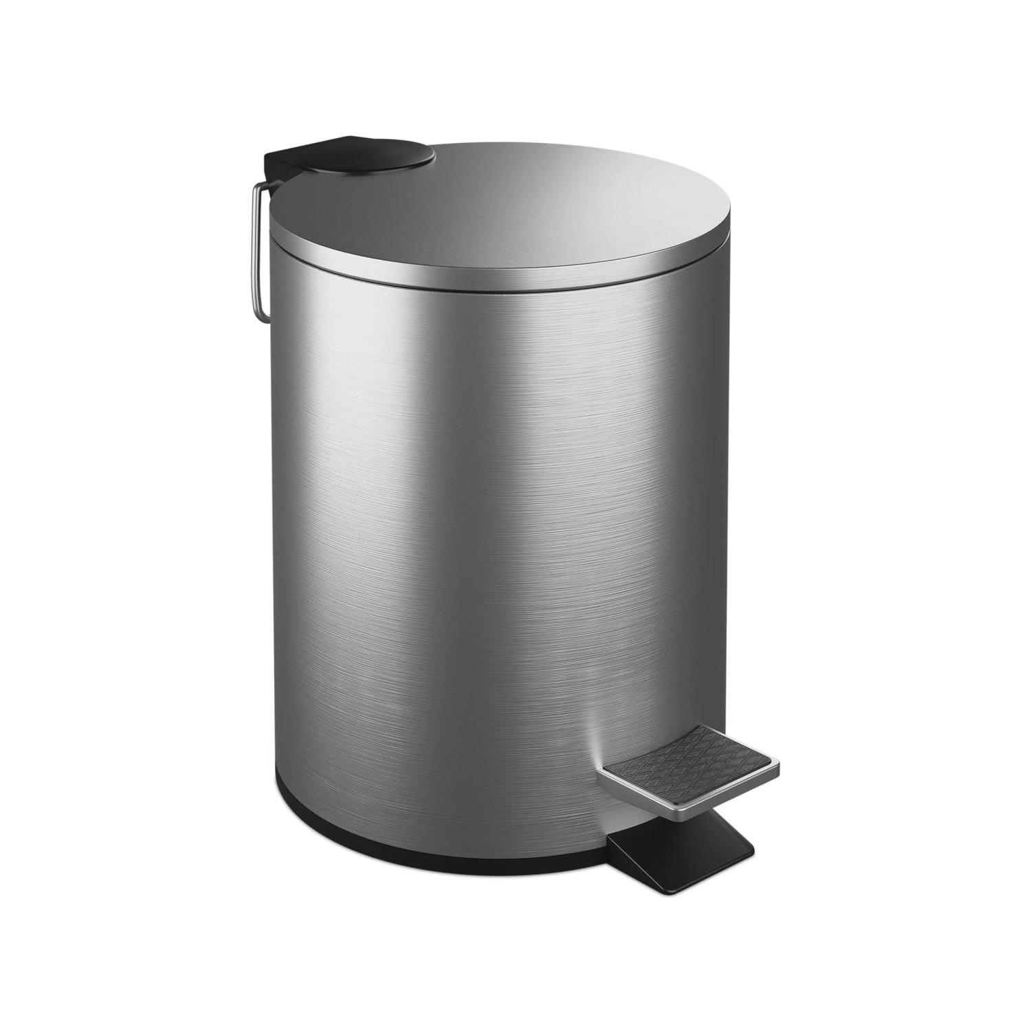 Relaxdays Kosmetikeimer Edelstahl Silber Softclose 23,5 cm x 17 cm x 23 cm 0,6 kg