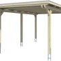 Weißer Skan Holz Carport Emsland (354x604cm) mit Flachdach und sechs Pfosten.