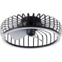 Schwarze LED-Deckenleuchte Capo mit Ventilator, Ø 48cm. Moderne Deckenlampe mit integriertem Ventilator.