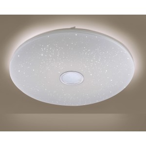 Weiße LED-Deckenleuchte Jonas mit Sternenhimmel-Effekt, dimmbar und mit Fernbedienung.