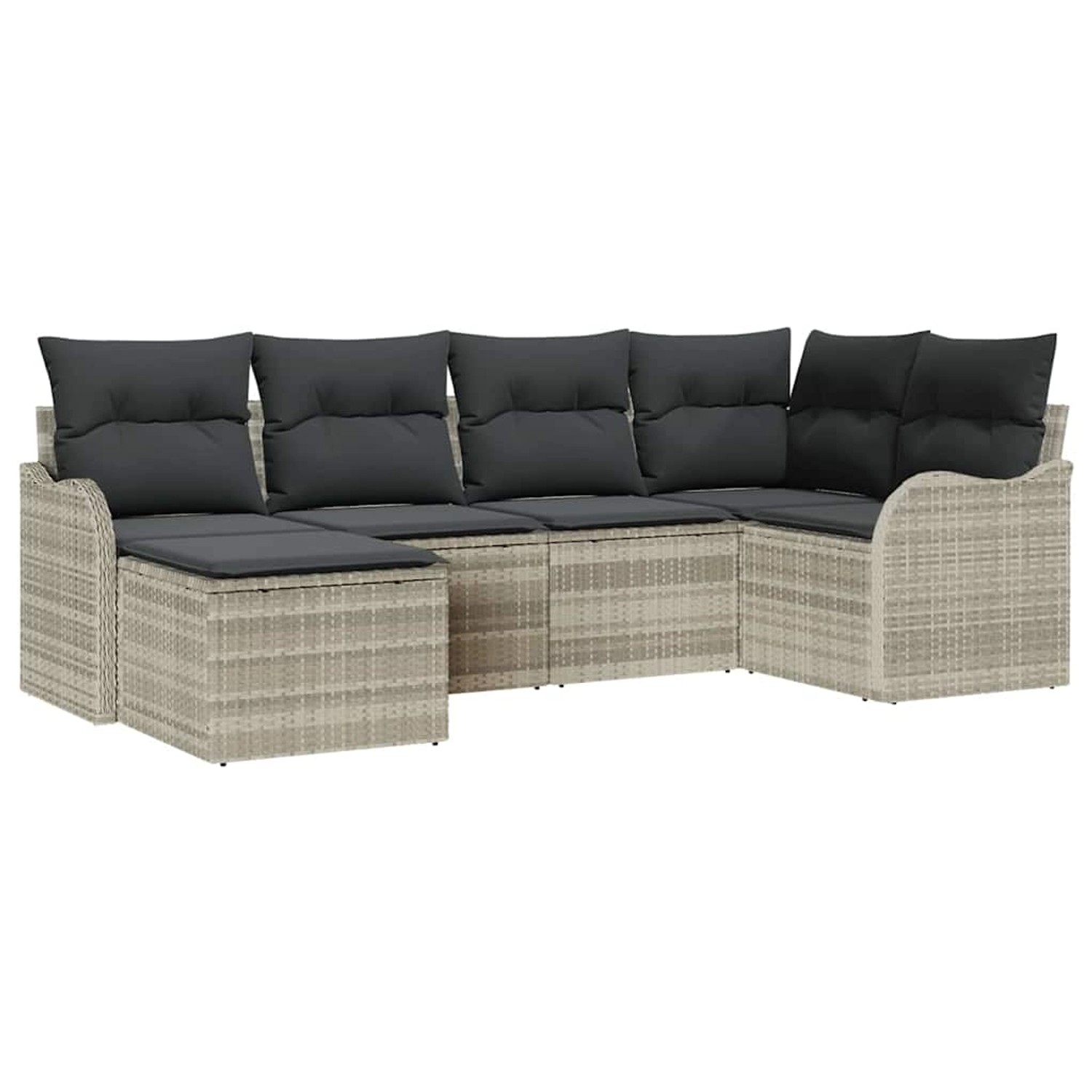vidaXL Garten-Sofa-Set mit Kissen 6-Tlg Hellgrau Poly Rattan 3345772 günstig online kaufen