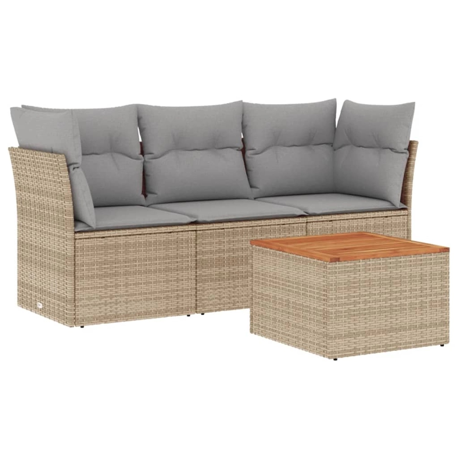 vidaXL 4-Tlg Garten-Sofagarnitur mit Kissen Beigemischung Poly Rattan 32558 günstig online kaufen