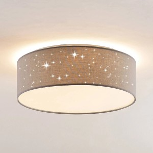 Lindby LED Deckenleuchte Ellamina 9945393 Modern in Alu aus Textil 1-flammig Wohnzimmerleuchte