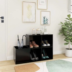 Schwarzer vidaXL Schuhschrank (105x35,5x70 cm) aus Holzwerkstoff mit Fächern für Schuhe und Regenschirme.