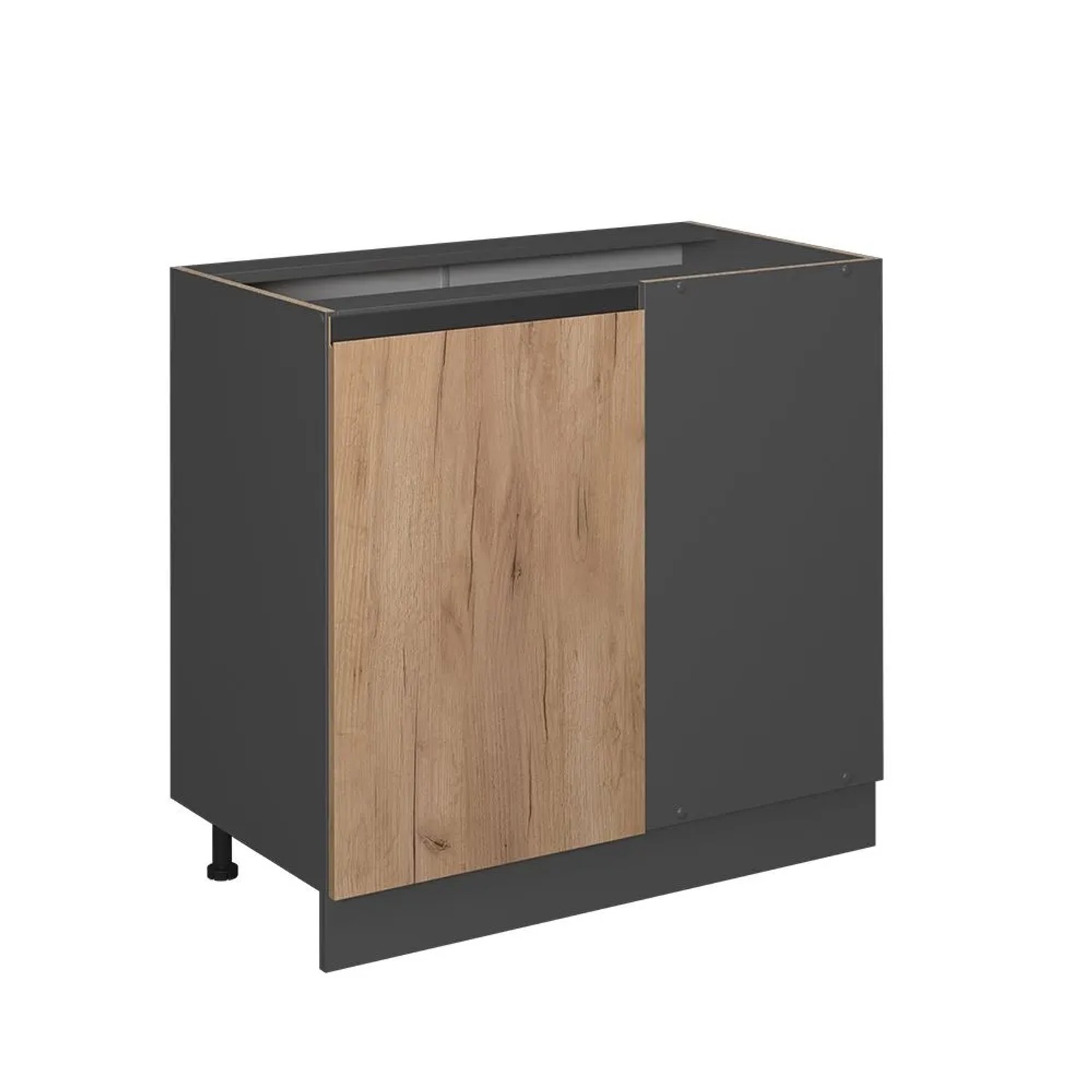 Vicco Eckunterschrank R-Line Goldkraft Eiche Anthrazit 86 cm J-Shape ohne Arbeitsplatte