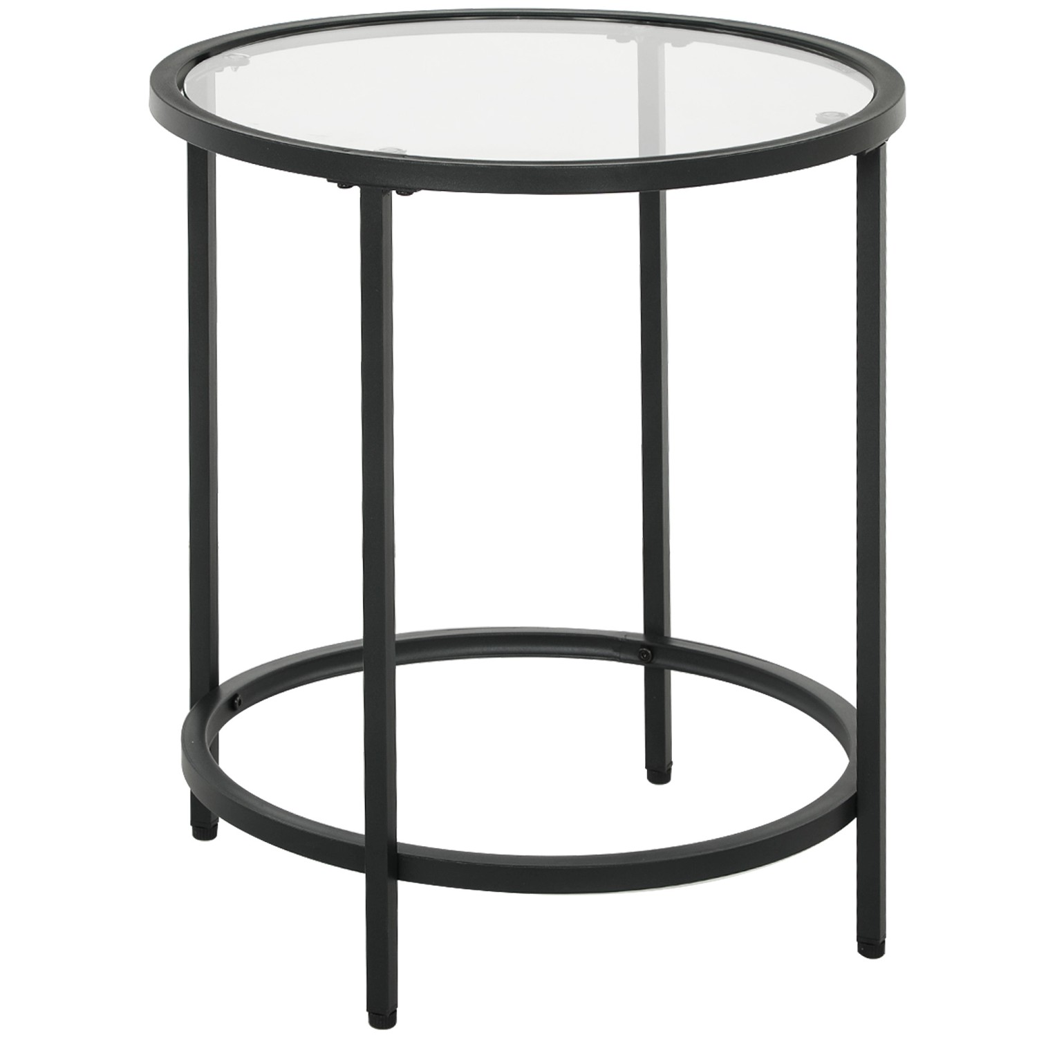 HOMCOM Couchtisch  Metall Hartglas Schwarz 48L x 48B x 54,7H cm günstig online kaufen