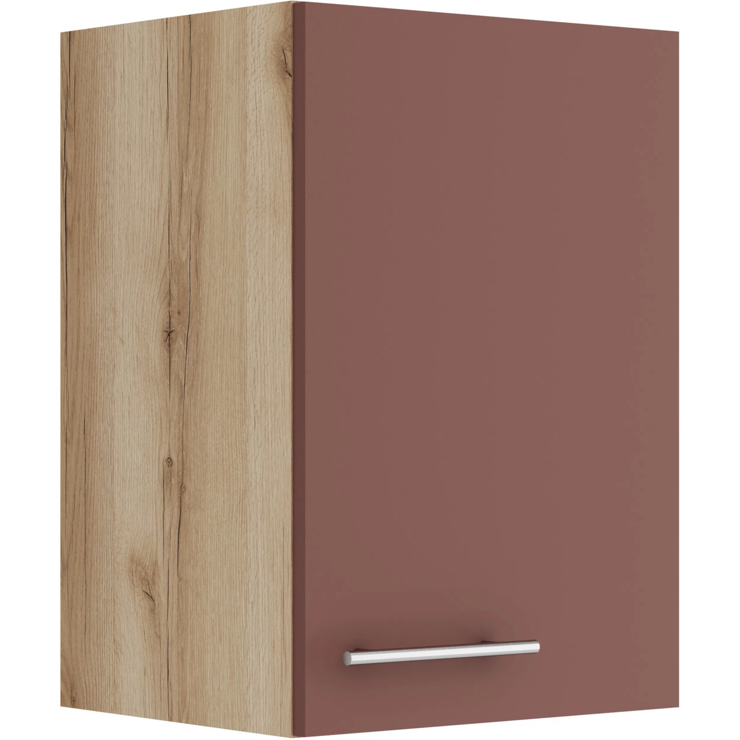 OPTIFIT Bari407 Küchen-Hängeschrank, 40 cm, Rostrot/Wildeiche, mit Tür und Edelstahlgriff.