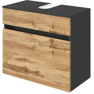 Held Möbel Waschbeckenunterschrank Bari, 60 cm, Wotaneiche/Graphitgrau, mit Schublade.