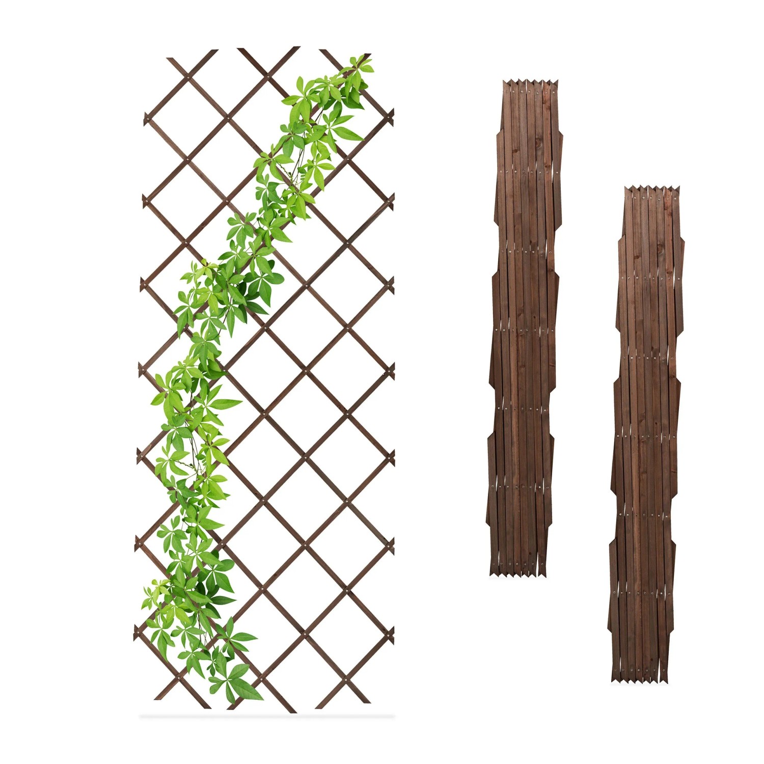 Relaxdays Rankgitter 3er Set Tannenholz Braun Ausziehbar 180 cm x 90 cm 0,8 kg