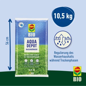 Compo Aqua Depot Rasendünger, 10,05 kg, Bio-Rasendünger für einen grünen Rasen.
