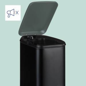 Relaxdays Badmülleimer Eisen Schwarz Softclose 5 l 27 cm x 14 cm x 29 cm 1 kg