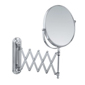 Verstellbarer Wenko Kosmetikspiegel Teleskop Deluxe, Chrom glänzend, zur Wandmontage.