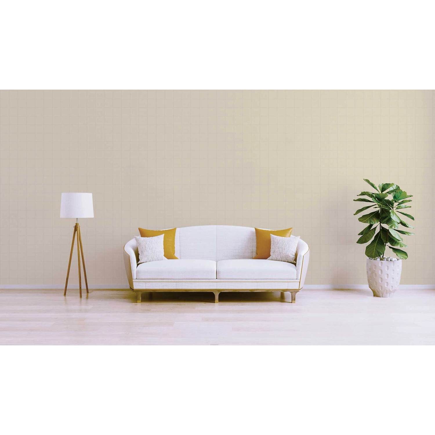 Wohnraum mit Tadessi Vliestapete Meo M1 No 2195 in Silber Weiß mit geometrischem Muster.