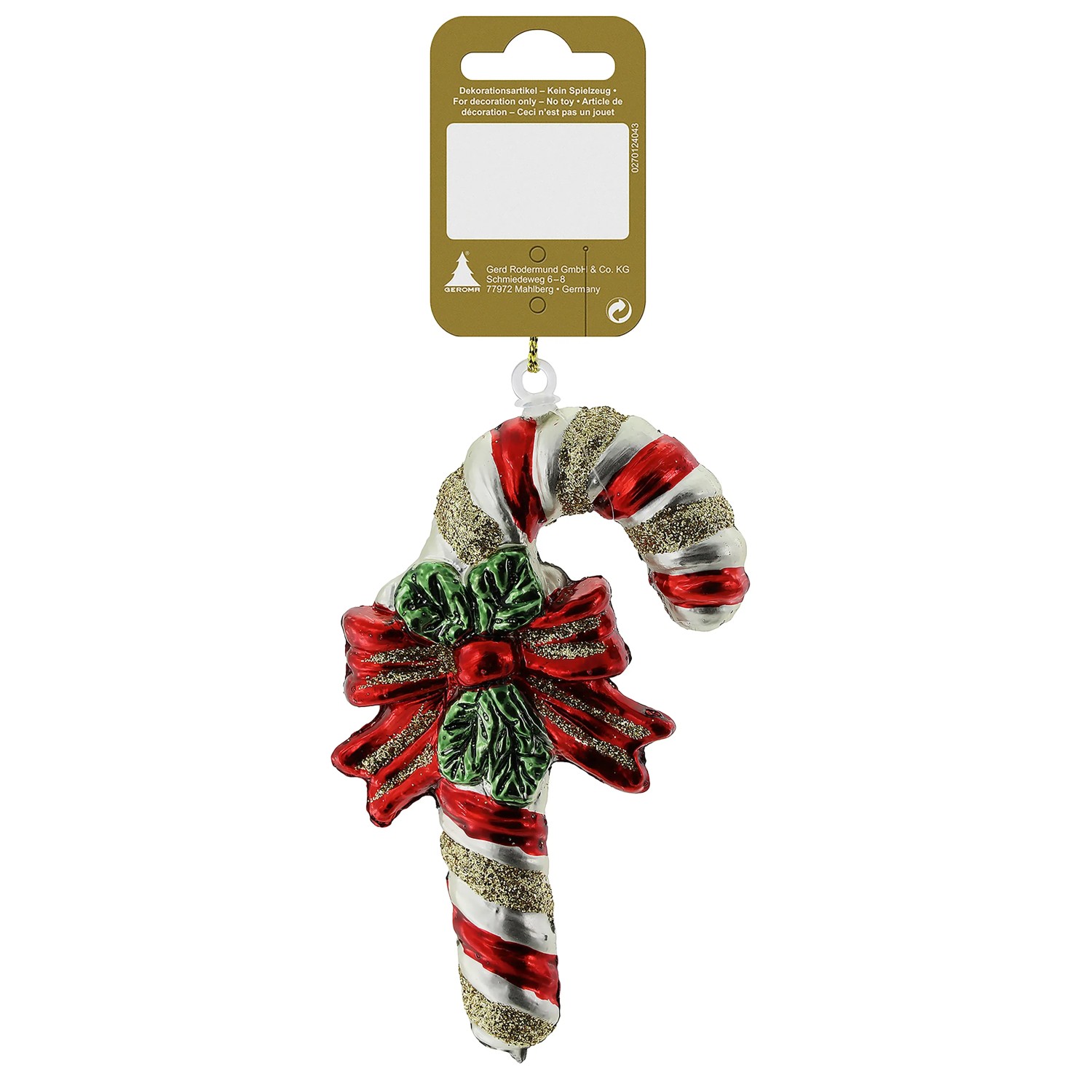 Weihnachts-Deko Zuckerstange zum Hängen aus Kunststoff 10 cm Rot-Gold