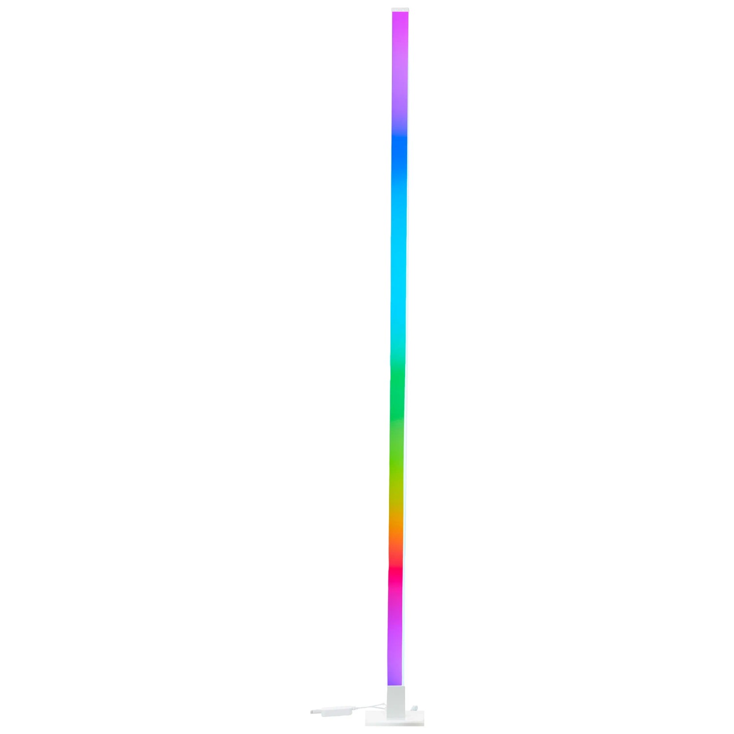 Weiße LED-Design-Stehlampe Neele mit Farbwechsel (RGB) und Dimmfunktion.