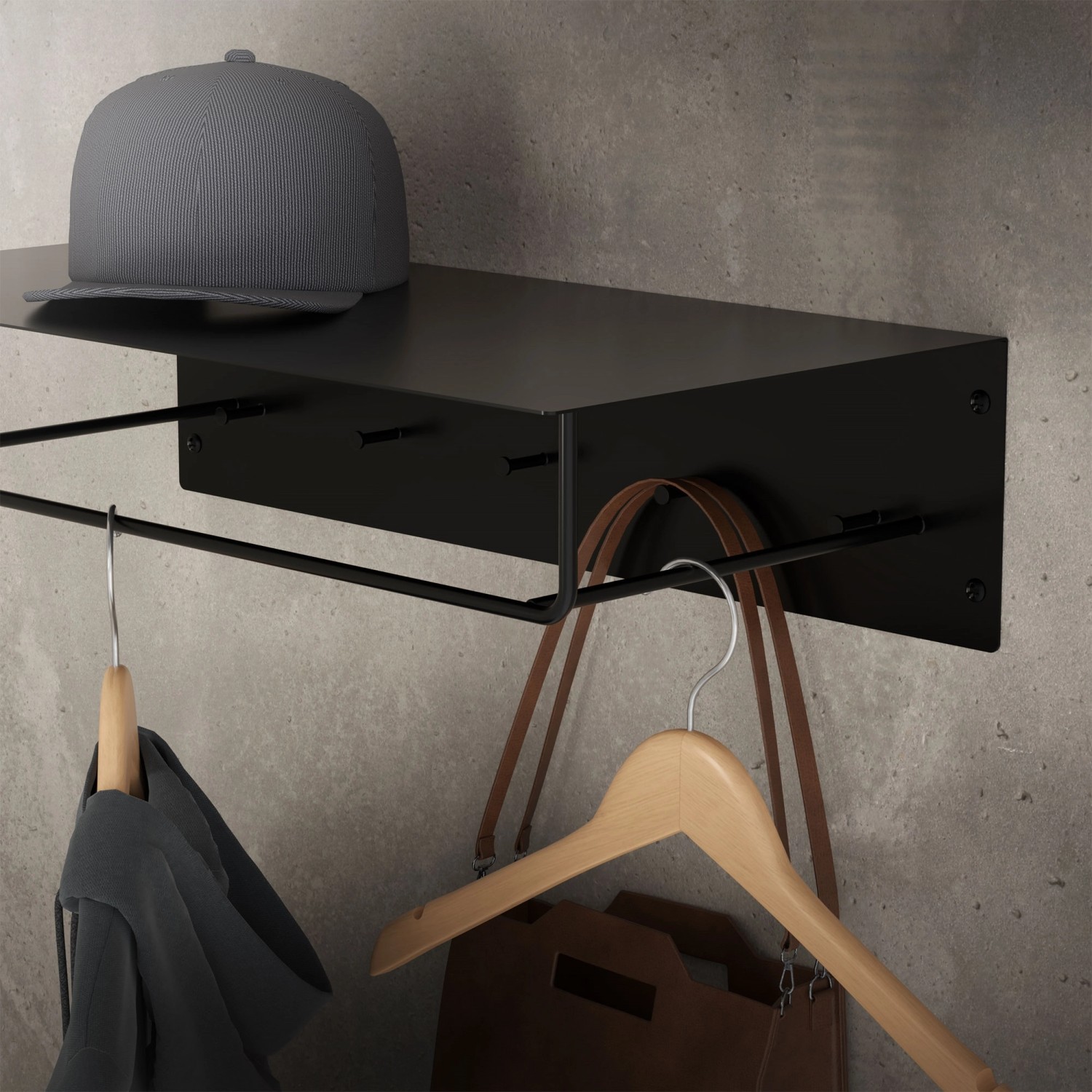 ML-Design 2Er Set Wandgarderobe mit Hakenleiste Kleiderstange