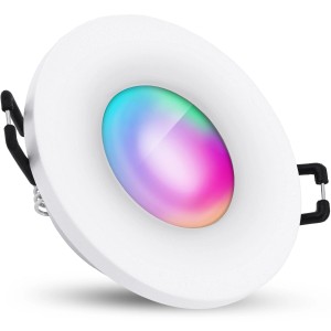 Weißer SSC-LUXon BEDA LED Einbaustrahler mit RGB und Weißtönen, smarte Steuerung für Bad & Feuchtraum.
