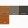 Farbmuster von Bondex Wetterschutz-Öl: Teak, Braun, Grau und Anthrazit.
