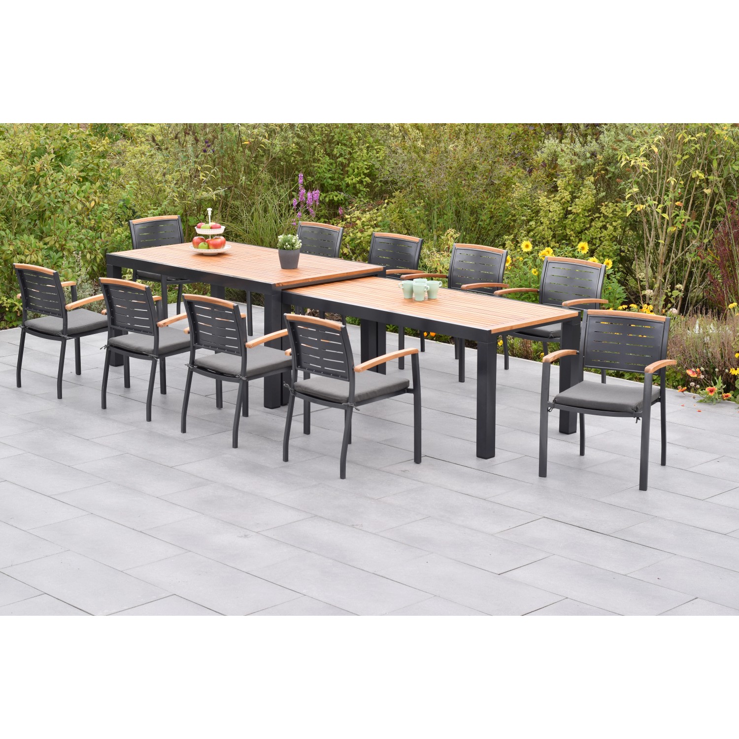 Merxx Tinos Set 21-tlg. Flex-Gartentisch Ausziehbar 180/360 x 100cm inkl. K günstig online kaufen