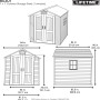 Skizze Lifetime Gerätehaus Stella 4,55 m² mit Maßen, ideal zur Gartenaufbewahrung.