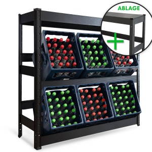 KARAT Flaschenkastenständer Osaka mit Ablage für 6 Kästen, Regalsystem für Getränkekisten im Keller oder Vorratsraum.