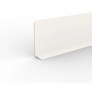 Weiße, selbstklebende Weichsockelleiste, 15x50x5000 mm, für saubere Übergänge.