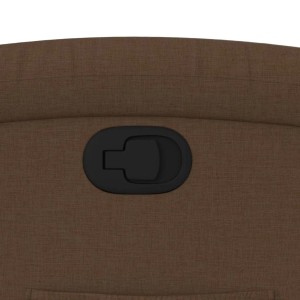 Detailansicht: Schwarzer Hebel zur Verstellung des braunen Relaxsessels.